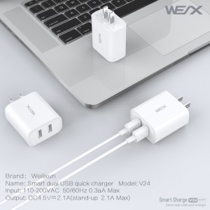Cargadores de pared wex v24,cargadores USB,cargadores rápidos,cargadores de Puerto doble